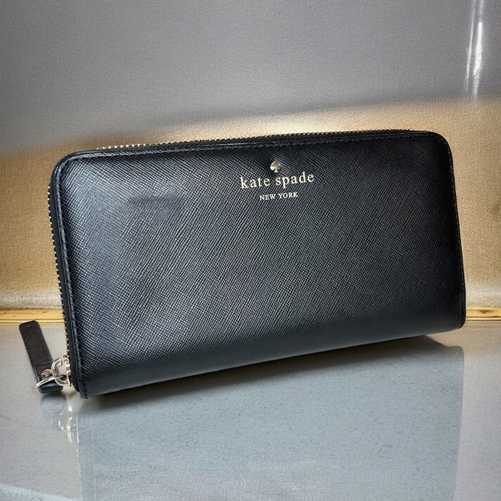 Kate Spade Black Leather Cameron Long Wallet